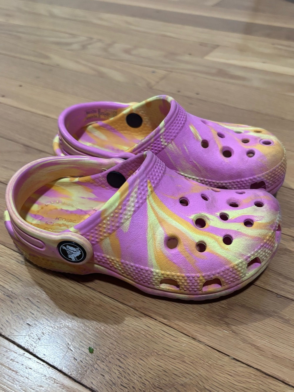 Toddler Girls Crocs- Pink & Yellow Tie-Dye